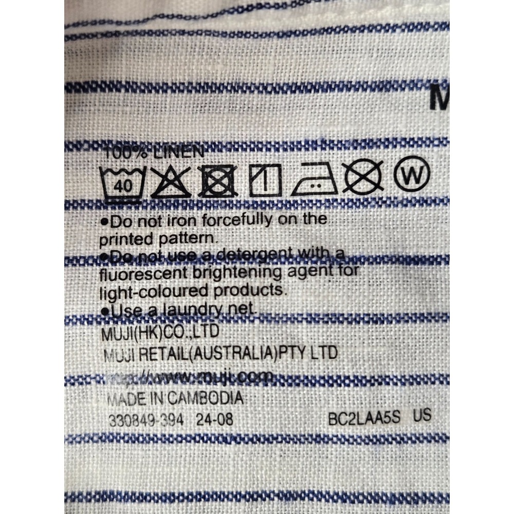 Muji Striped Shirt Women Linen Preppy Cottage Quiet Luxury Minimalist - Picture 9 of 16